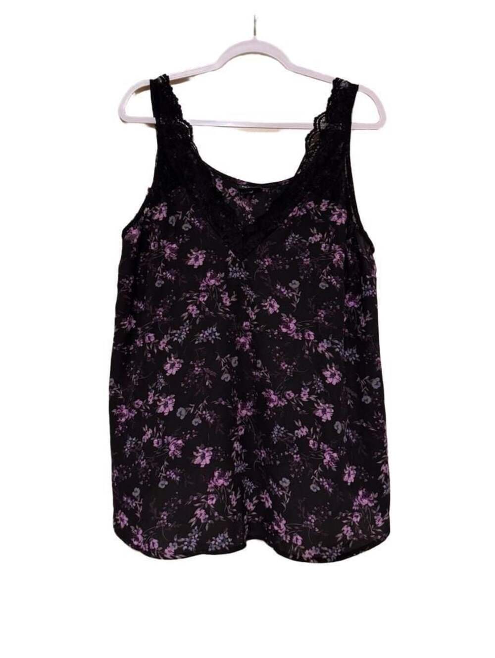 Torrid Black Floral Georgette Lace Detail Cami Size 1